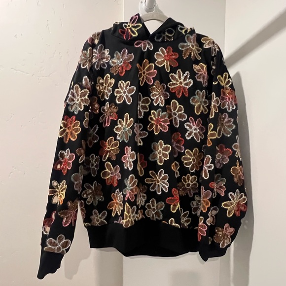 Ashish Black Hoodie with Floral Embroidery - Picture 1 of 6